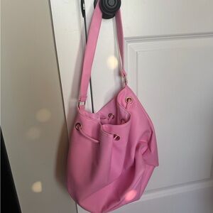 Juicy Couture Pink Drawstring Leather Shoulder Bag Purse Tote